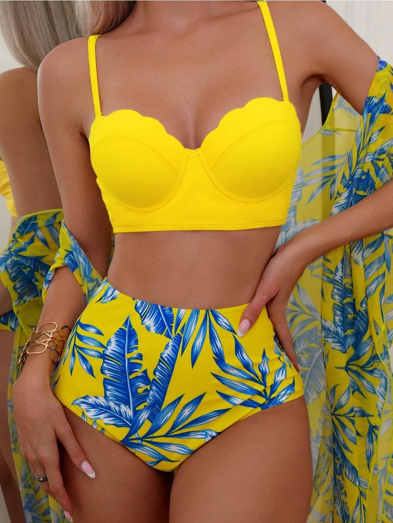 Conjunto Feminino Praia 3 Peças,Saída de Banho Estilo Americana